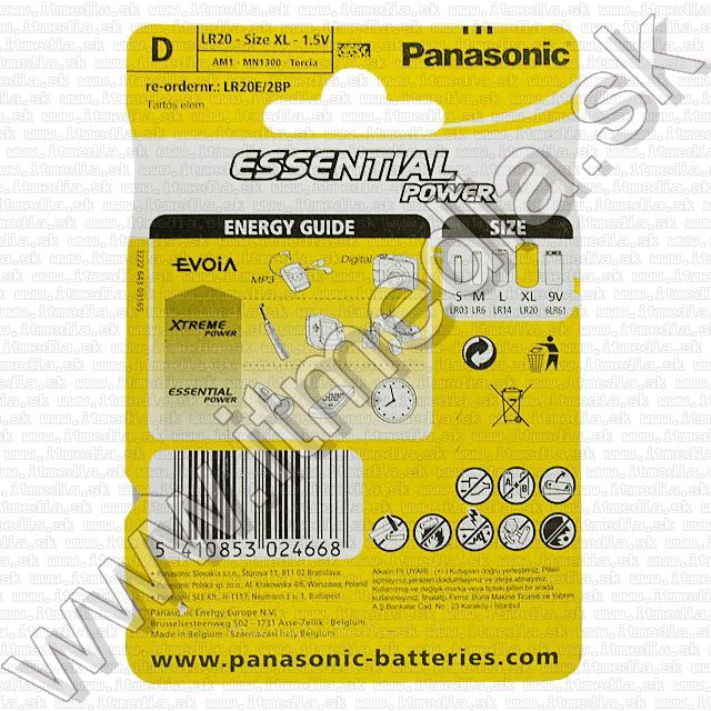 Image of Panasonic battery ALKALINE 2xD LR20 (IT8422)